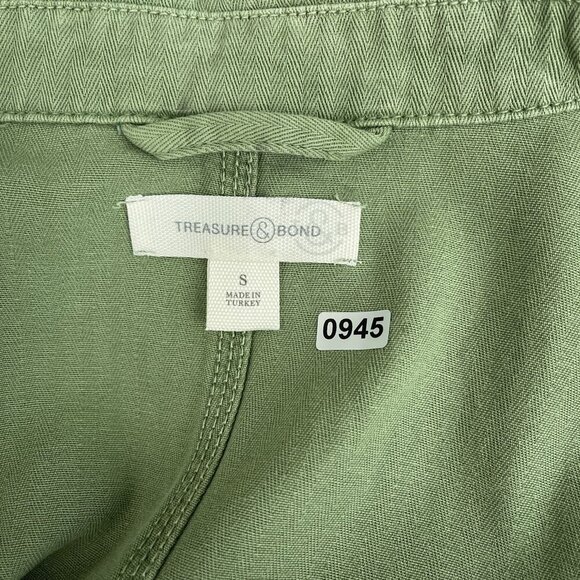 Treasure & Bond Utility Herringbone Long Sleeve Jumpsuit Olive Acorn Women S‎ - Picture 6 of 16